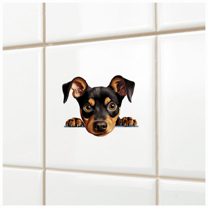 Black Brown Dog Terrier Cartoon Vinyl Sticker Decal