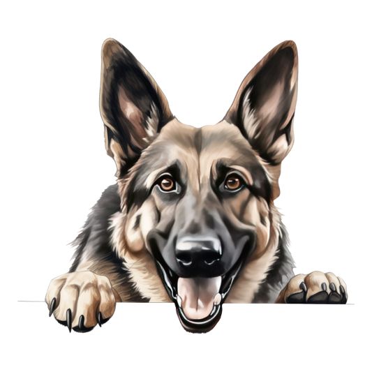 Brown Dog German Shepherd Happy Face Vinyl Sticker Decal