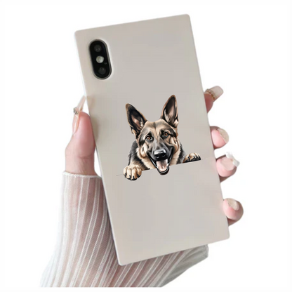 Brown Dog German Shepherd Happy Face Vinyl Sticker Decal