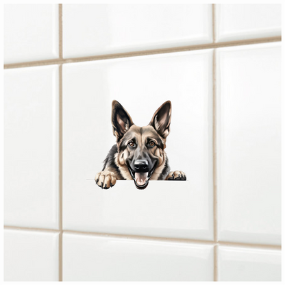 Brown Dog German Shepherd Happy Face Vinyl Sticker Decal