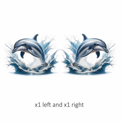 Blue Dolphin Jumping Ocean Waves Vinyl Sticker Decal