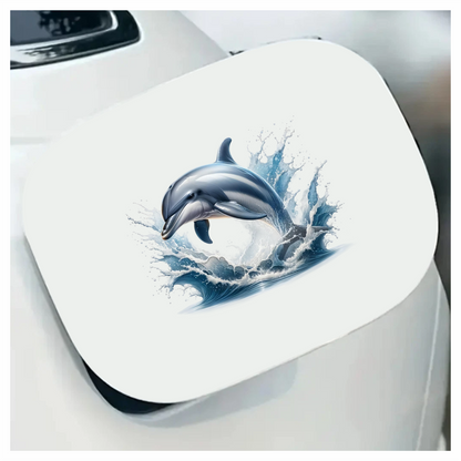 Blue Dolphin Jumping Ocean Waves Vinyl Sticker Decal