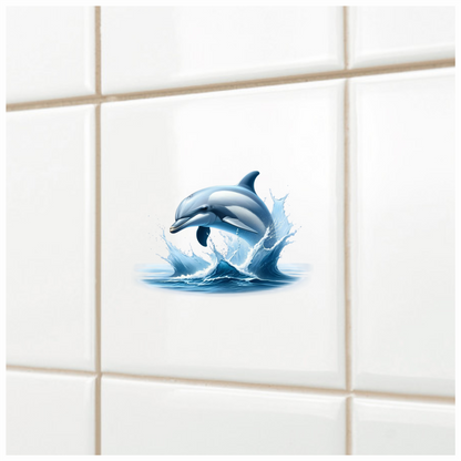 Blue Dolphin Ocean Jumping Splash Vinyl Sticker Decal