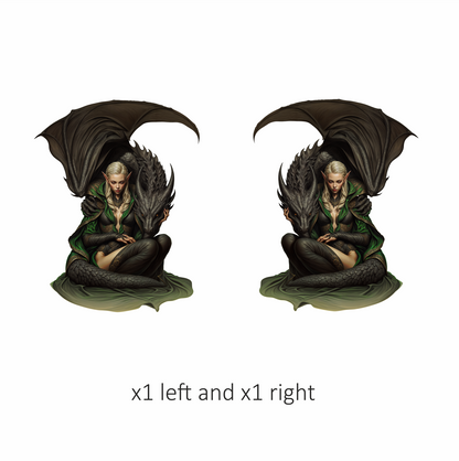 Elf Green Dragon Companion Fantasy Vinyl Sticker Decal