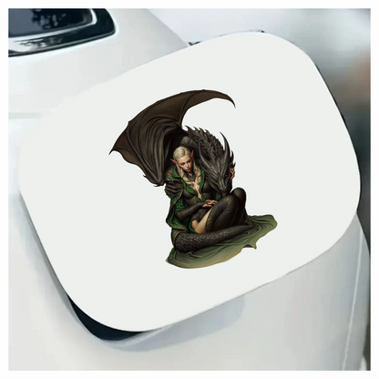 Elf Green Dragon Companion Fantasy Vinyl Sticker Decal