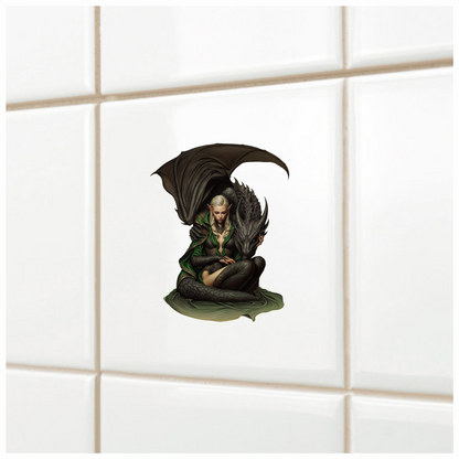Elf Green Dragon Companion Fantasy Vinyl Sticker Decal