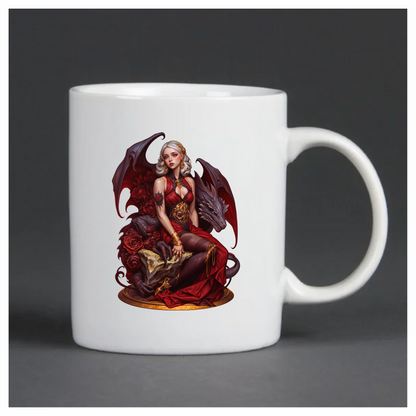 Woman Dragon Red Roses Gold Jewelry Vinyl Sticker Decal