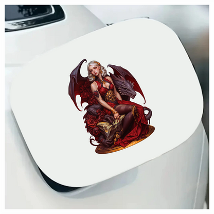 Woman Dragon Red Roses Gold Jewelry Vinyl Sticker Decal
