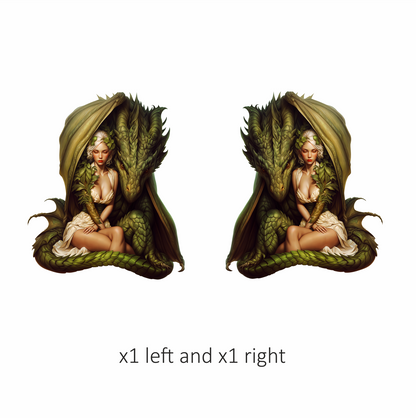 Green Dragon Woman Forest Bond Vinyl Sticker Decal