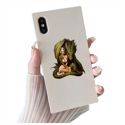 Green Dragon Woman Forest Bond Vinyl Sticker Decal