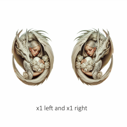 Dragon White Girl Egg Flowers Vinyl Sticker Decal
