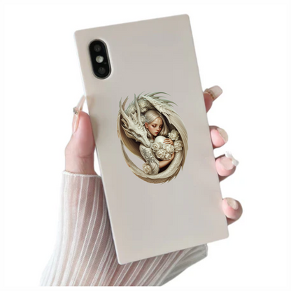 Dragon White Girl Egg Flowers Vinyl Sticker Decal