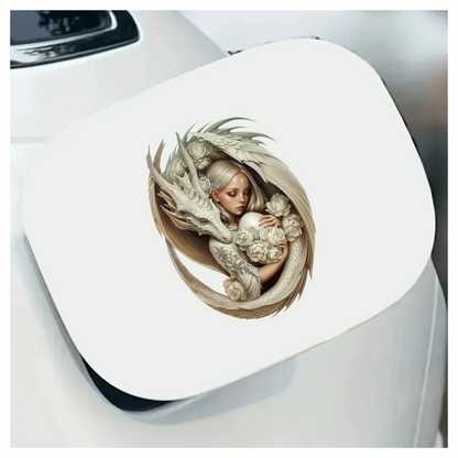 Dragon White Girl Egg Flowers Vinyl Sticker Decal