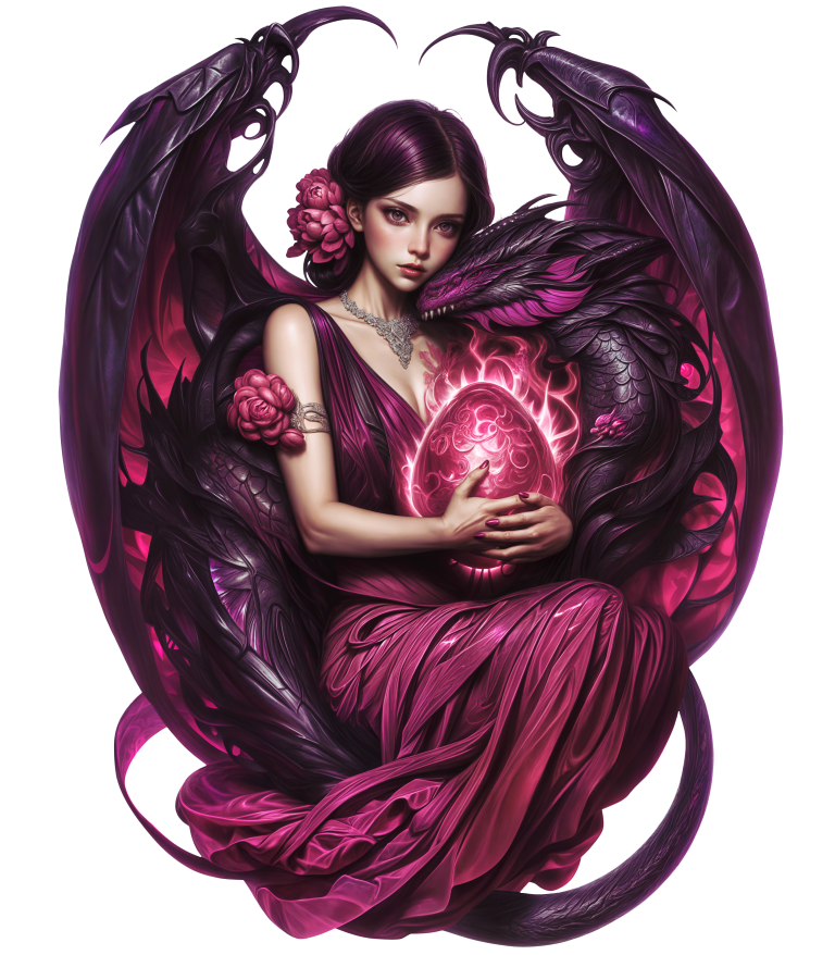 Purple Woman Dragon Egg Fantasy Vinyl Sticker Decal
