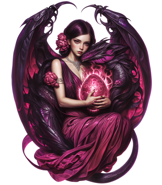 Purple Woman Dragon Egg Fantasy Vinyl Sticker Decal