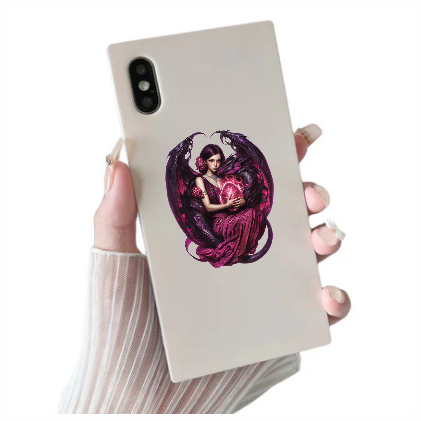 Purple Woman Dragon Egg Fantasy Vinyl Sticker Decal