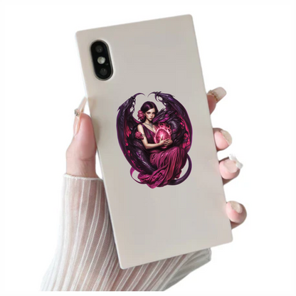 Purple Woman Dragon Egg Fantasy Vinyl Sticker Decal