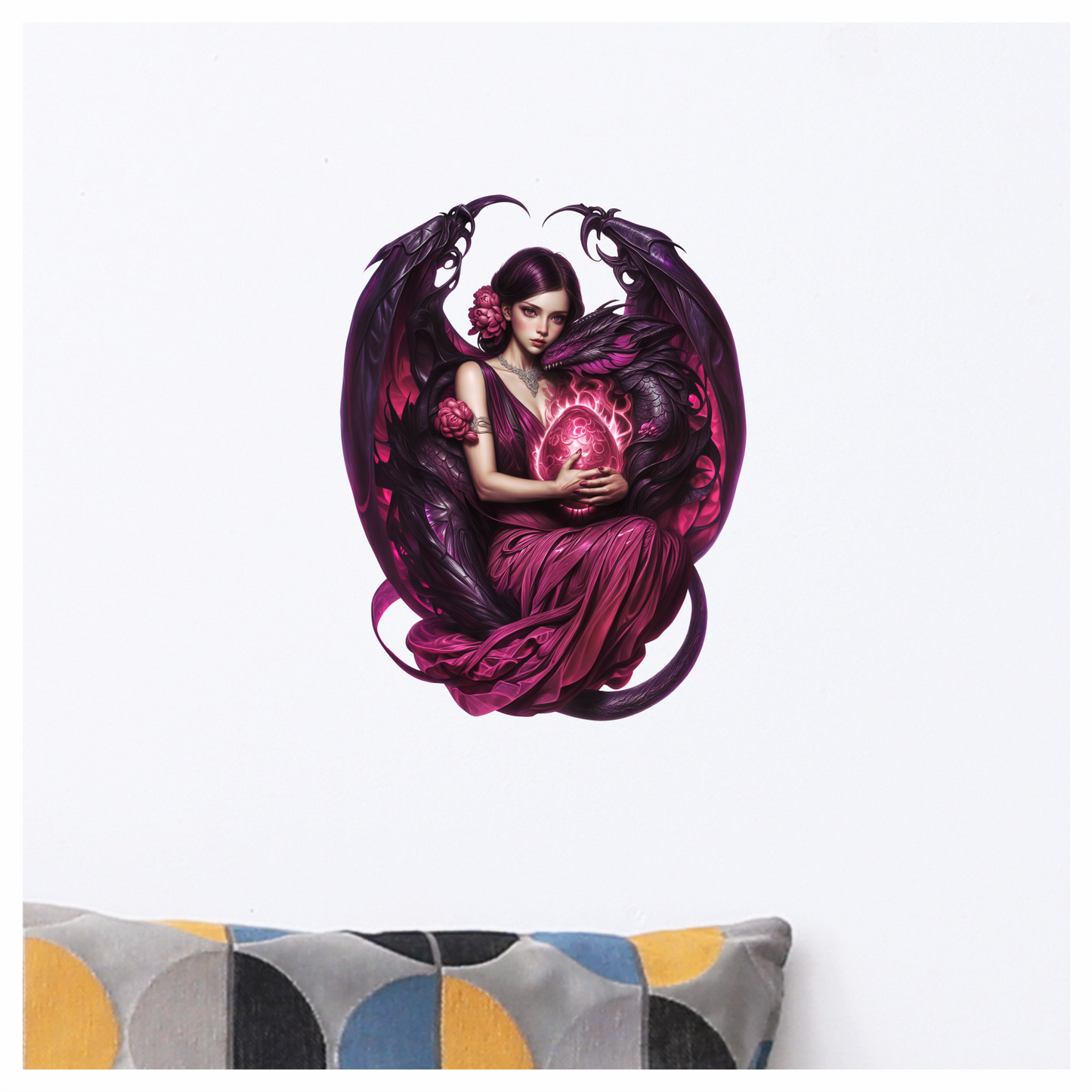 Purple Woman Dragon Egg Fantasy Vinyl Sticker Decal