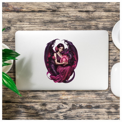 Purple Woman Dragon Egg Fantasy Vinyl Sticker Decal