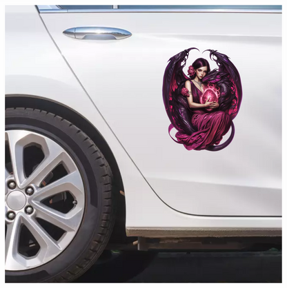Purple Woman Dragon Egg Fantasy Vinyl Sticker Decal