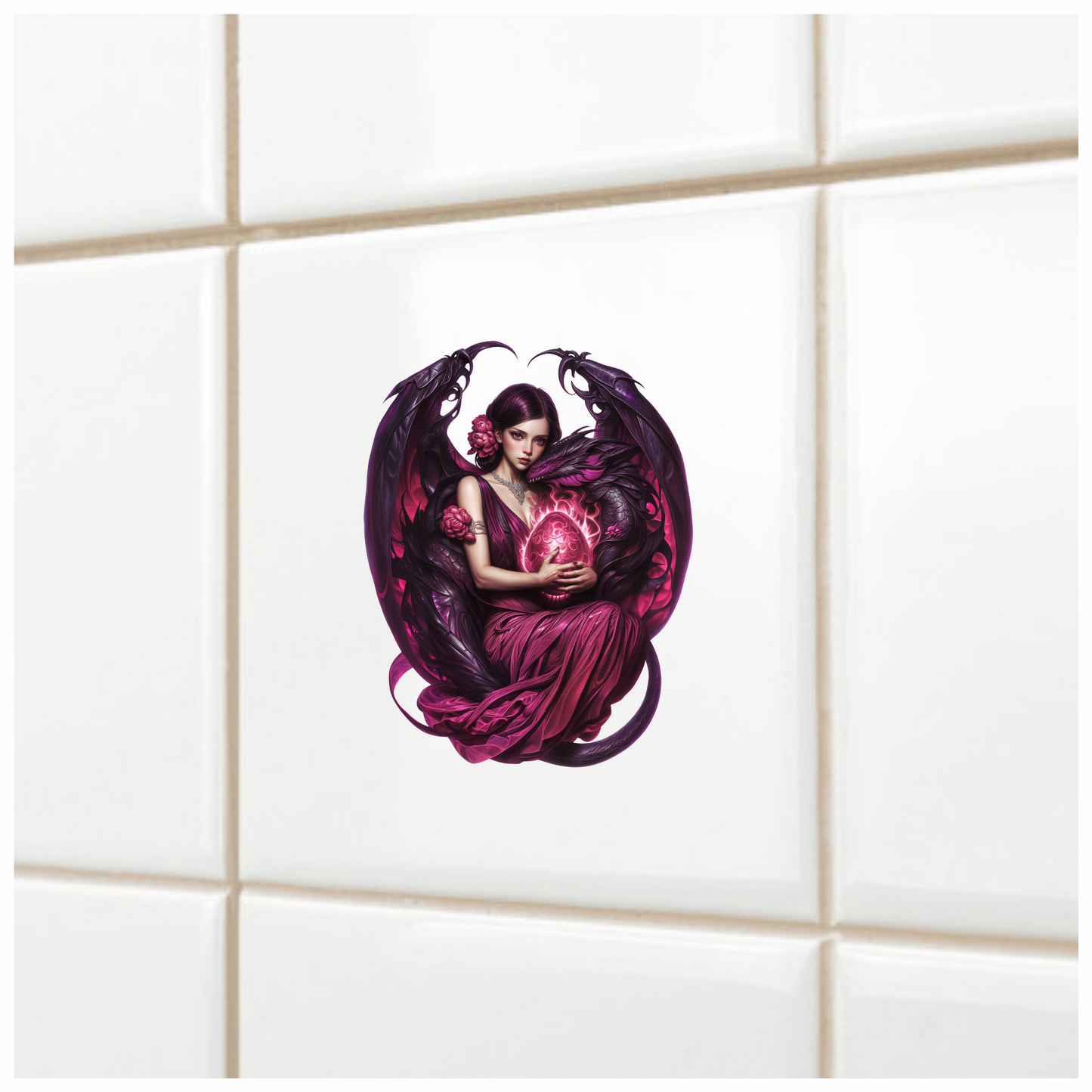 Purple Woman Dragon Egg Fantasy Vinyl Sticker Decal