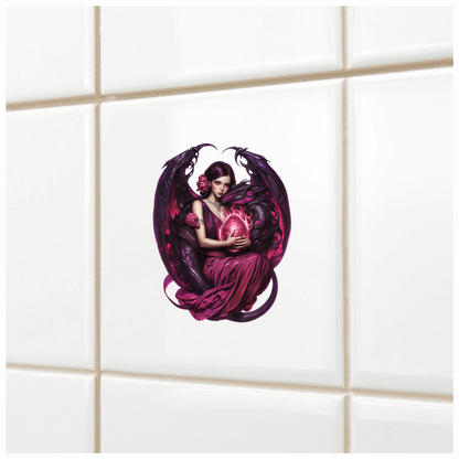 Purple Woman Dragon Egg Fantasy Vinyl Sticker Decal