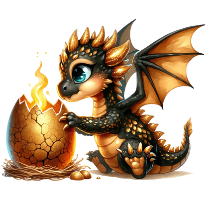 Black Gold Baby Dragon Egg Vinyl Sticker Decal
