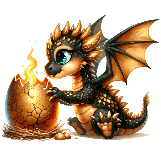 Black Gold Baby Dragon Egg Vinyl Sticker Decal