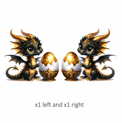 Black Baby Dragon Golden Egg Vinyl Sticker Decal