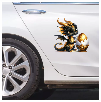 Black Baby Dragon Golden Egg Vinyl Sticker Decal
