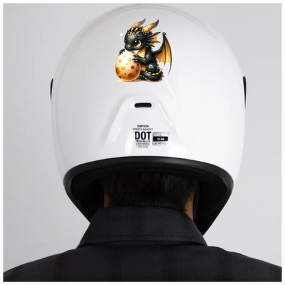 Black Baby Dragon Holding Egg Vinyl Sticker Decal