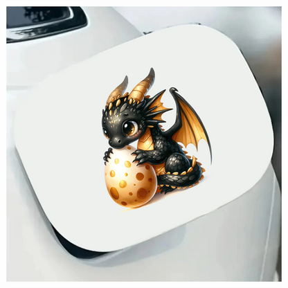 Black Baby Dragon Holding Egg Vinyl Sticker Decal