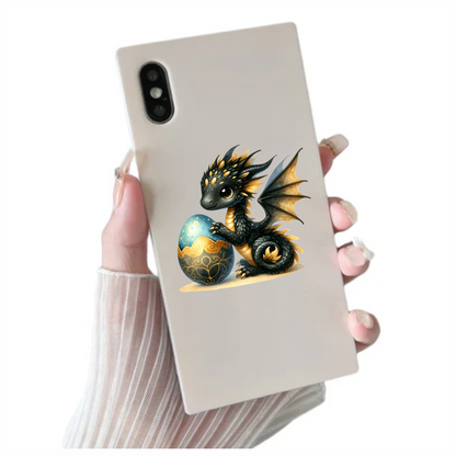 Black Baby Dragon Beside Blue Egg Vinyl Sticker Decal
