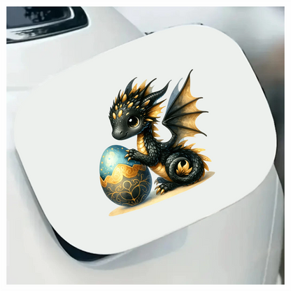 Black Baby Dragon Beside Blue Egg Vinyl Sticker Decal