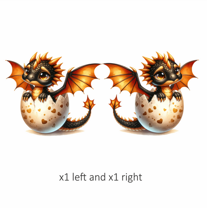 Black Orange Baby Dragon Egg Vinyl Sticker Decal
