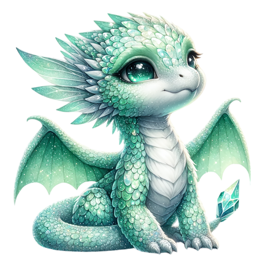 Green Baby Dragon Fantasy Art Vinyl Sticker Decal