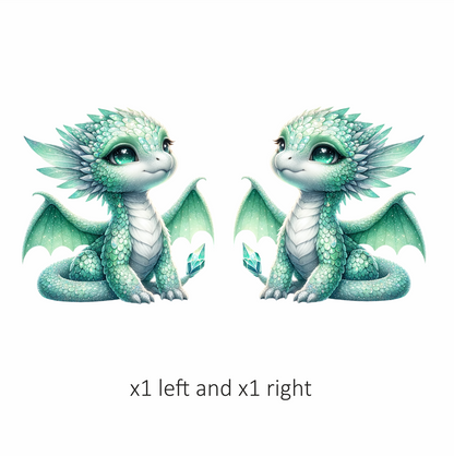 Green Baby Dragon Fantasy Art Vinyl Sticker Decal