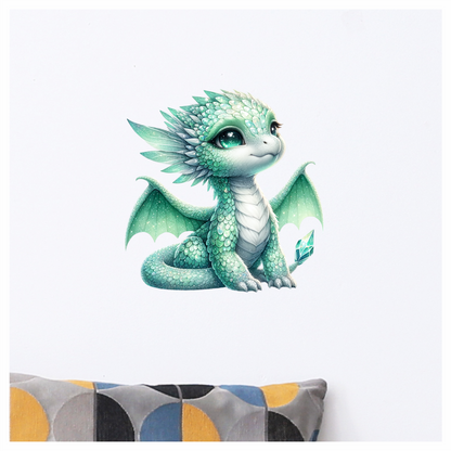 Green Baby Dragon Fantasy Art Vinyl Sticker Decal