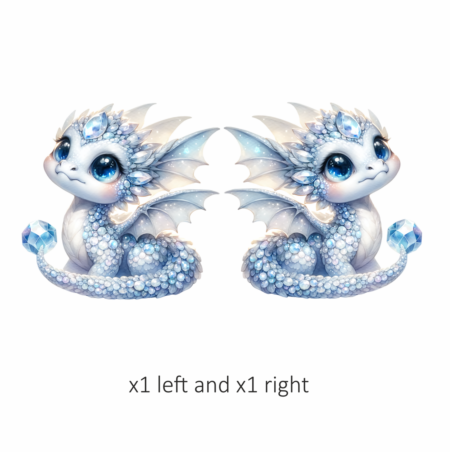 White Baby Dragon Holding Crystal Vinyl Sticker Decal