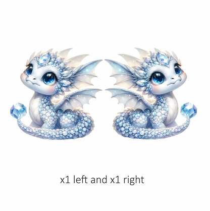 White Baby Dragon Holding Crystal Vinyl Sticker Decal