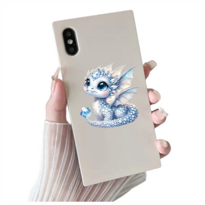 White Baby Dragon Holding Crystal Vinyl Sticker Decal