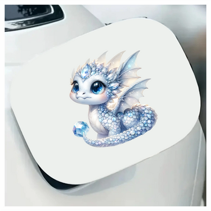 White Baby Dragon Holding Crystal Vinyl Sticker Decal
