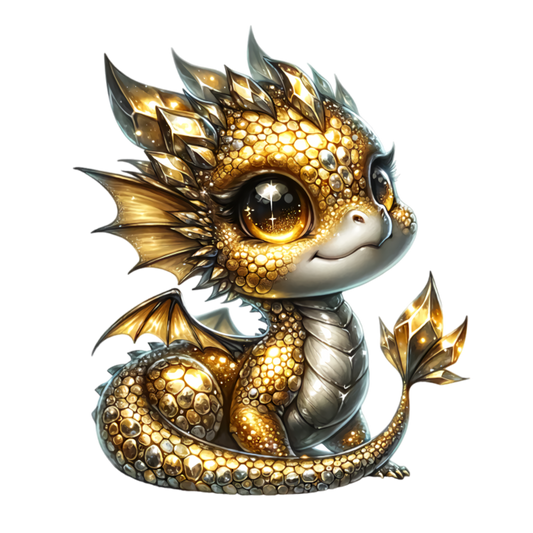 Gold Baby Dragon Cute Fantasy Vinyl Sticker Decal