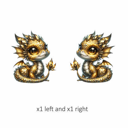Gold Baby Dragon Cute Fantasy Vinyl Sticker Decal