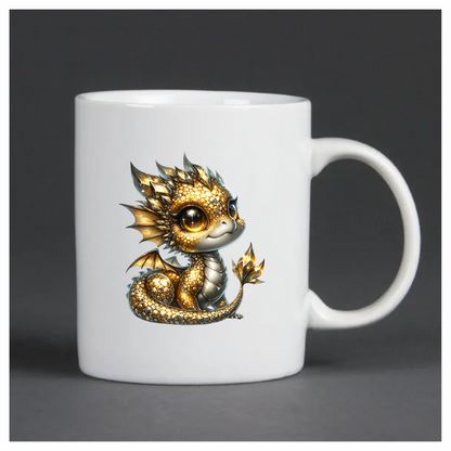 Gold Baby Dragon Cute Fantasy Vinyl Sticker Decal