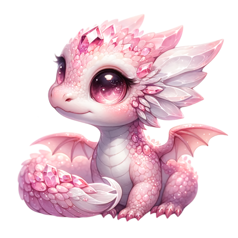 Pink Baby Dragon With Crystals Vinyl Sticker Decal