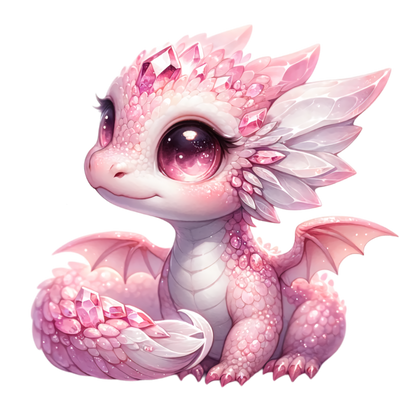 Pink Baby Dragon With Crystals Vinyl Sticker Decal