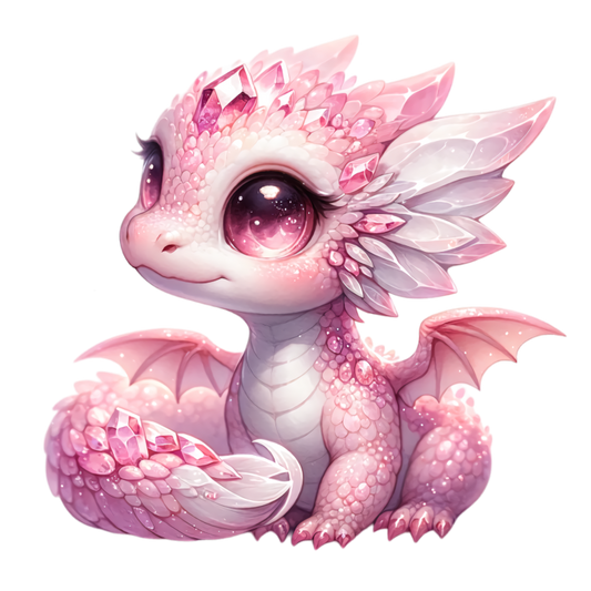 Pink Baby Dragon With Crystals Vinyl Sticker Decal