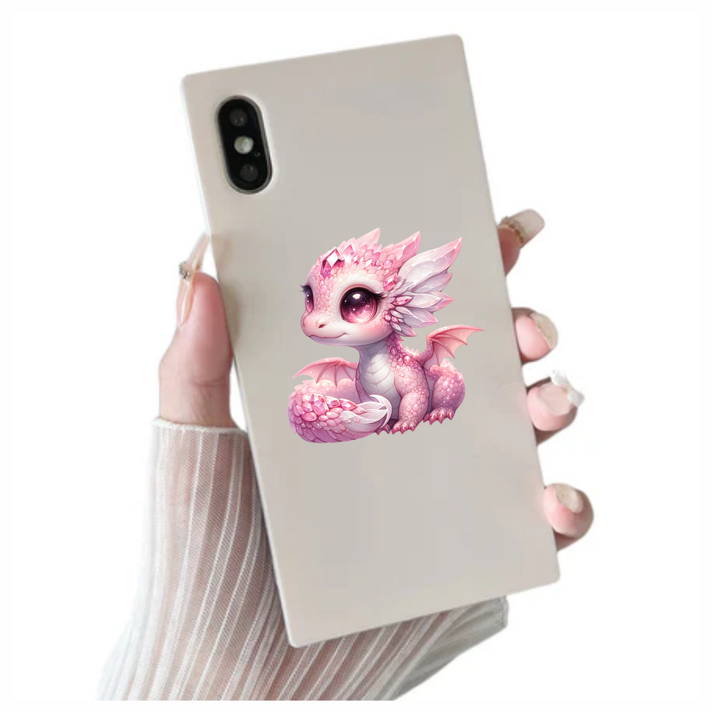 Pink Baby Dragon With Crystals Vinyl Sticker Decal