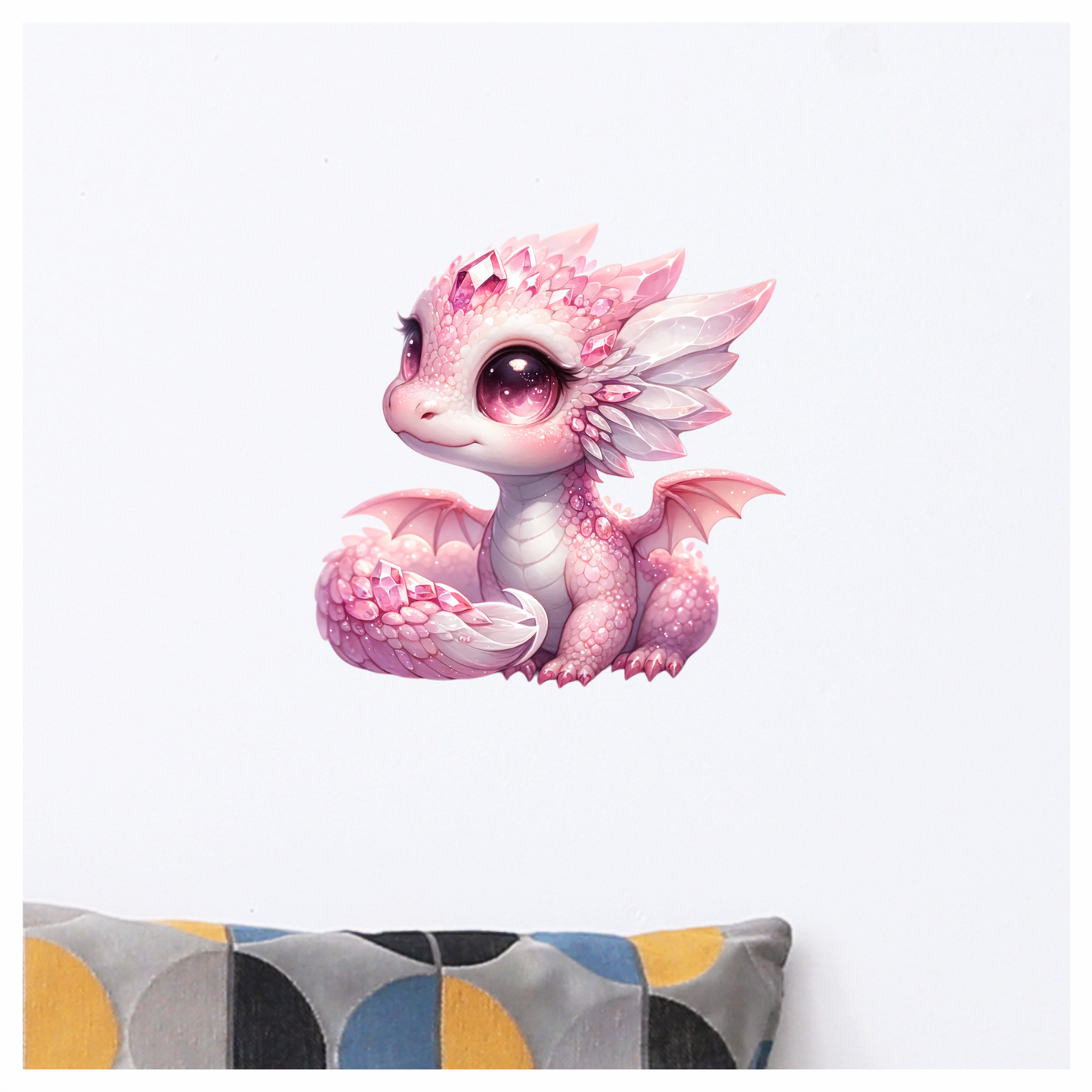 Pink Baby Dragon With Crystals Vinyl Sticker Decal